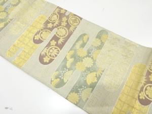 アンティーク　ヱ霞に花・古典柄織り出し袋帯（材料）